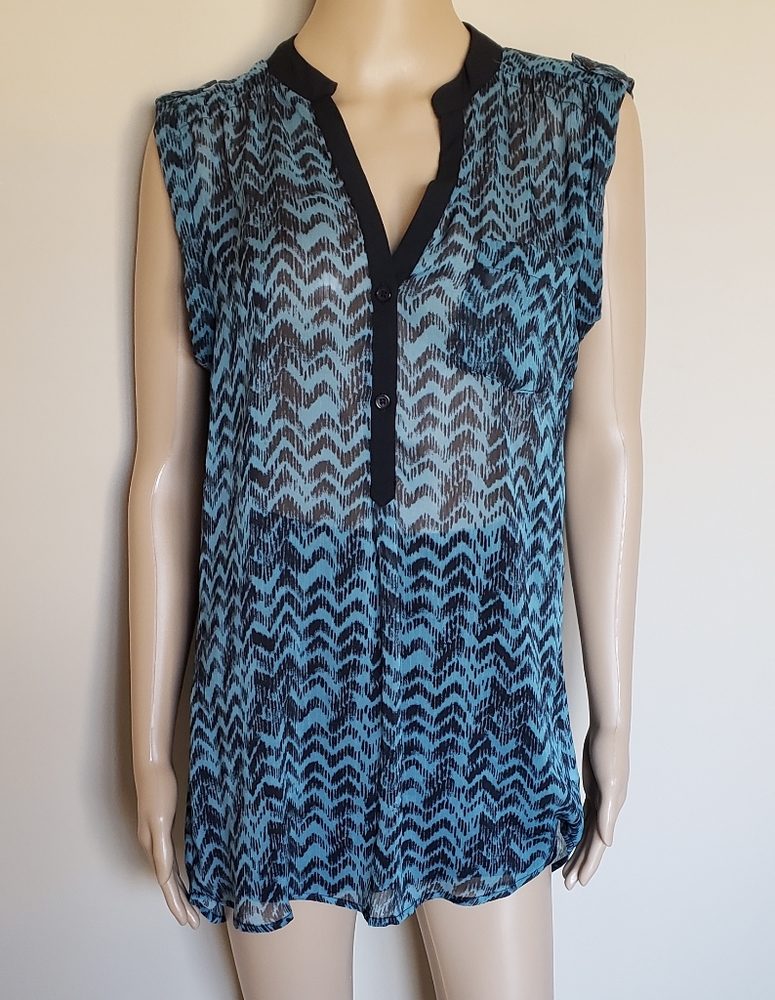 MAURICE SLEEVELESS HIGH LOW SHEER TOP
